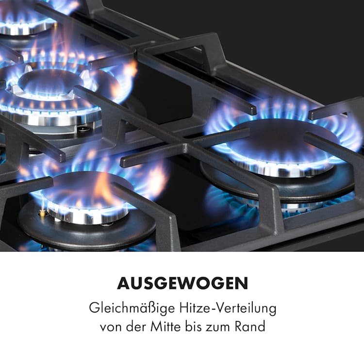 Alchemist 5 Zonen Gaskochfeld Aluminium-Brenner Glaskeramik schwarz 5