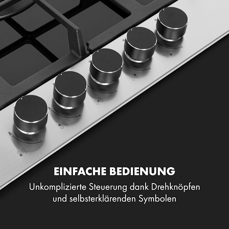 Alchemist 5 Zonen Gaskochfeld Aluminium-Brenner Glaskeramik schwarz 5