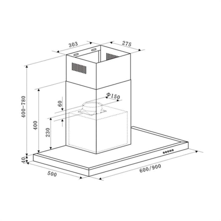 Limelight Dunstabzugshaube 60cm Wandhaube 600m³/h schwarz 60 cm | Schwarz