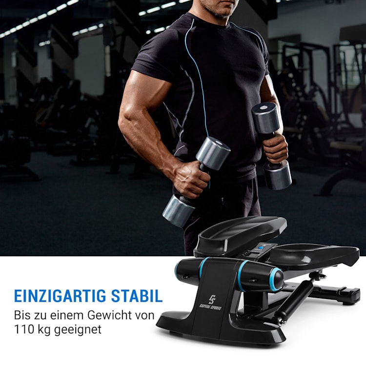 Galaxy Step Ministepper Premium-Trittflächen LCD-Display App blau Schwarz