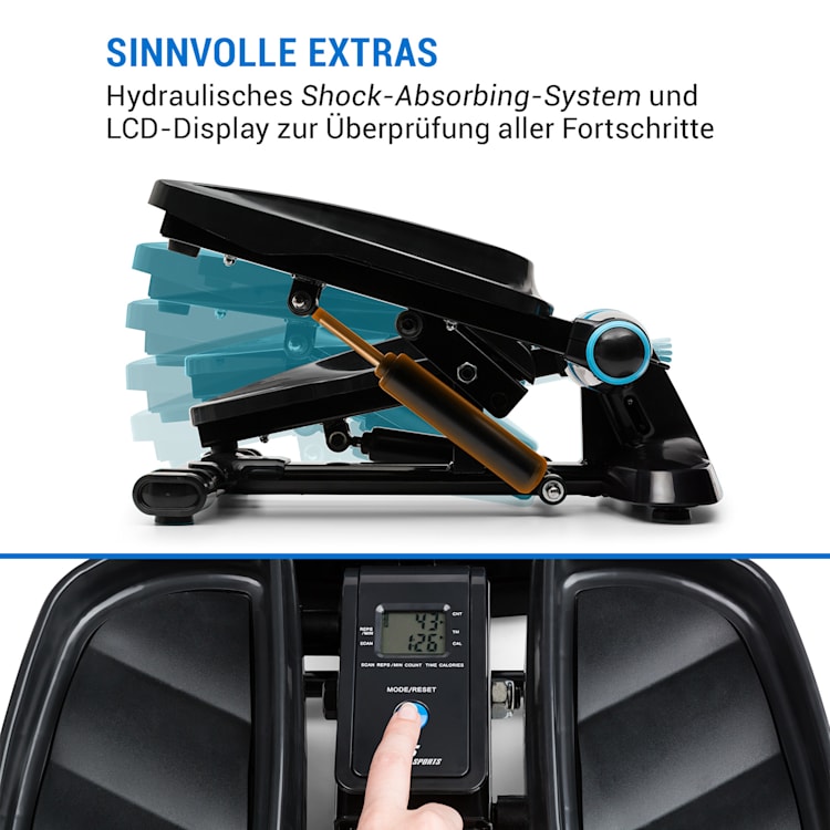 Galaxy Step Ministepper Premium-Trittflächen LCD-Display App blau Schwarz