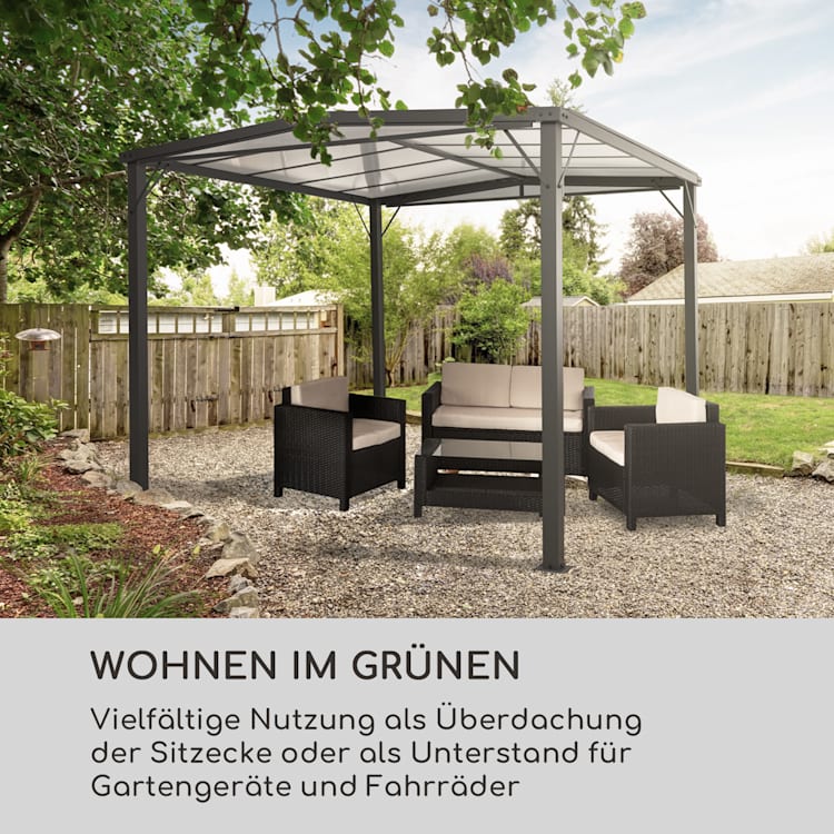 Pantheon Solid Sky Flat Pergola Vordach 3x3m Polycarbonat