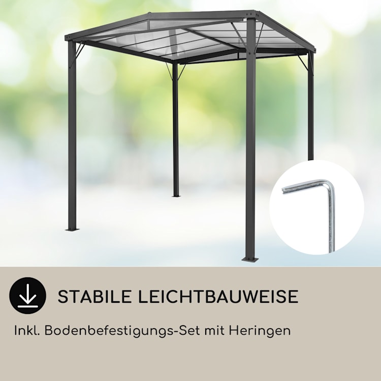 Pantheon Solid Sky Flat Pergola Vordach 3x3m Polycarbonat 3 x 3 m