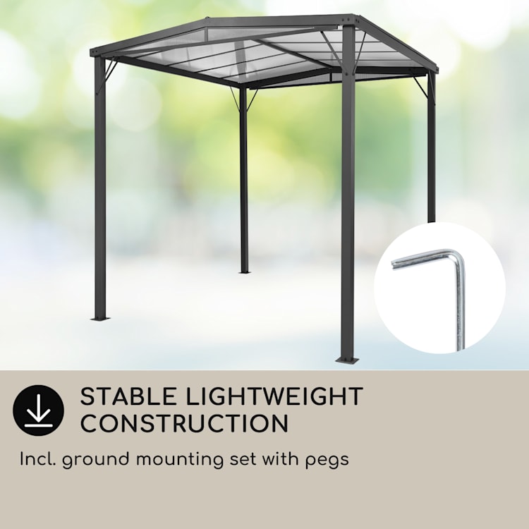 Pantheon Solid Sky Flat, pergola, tető, 3 x 3 m, polikarbonát, szürke 3 x 3 m