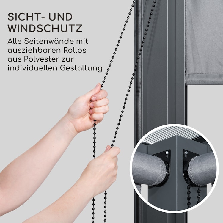 Pantheon Cortina Solid Sky Pergola Vordach 3x3m Polycarbonat Vorhänge