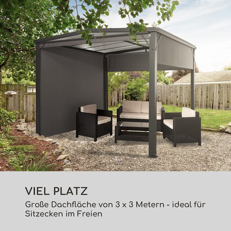 Pantheon Cortina Solid Sky Pergola Vordach 3x3m Polycarbonat Vorhänge