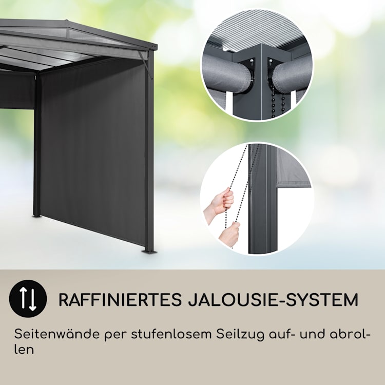 Pantheon Cortina Solid Sky Pergola Vordach 3x3m Polycarbonat Vorhänge