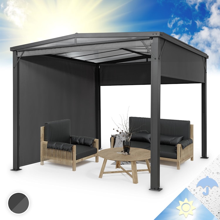 Pantheon Cortina Solid Sky Pergola auvent 3x3m polycarbonate gris