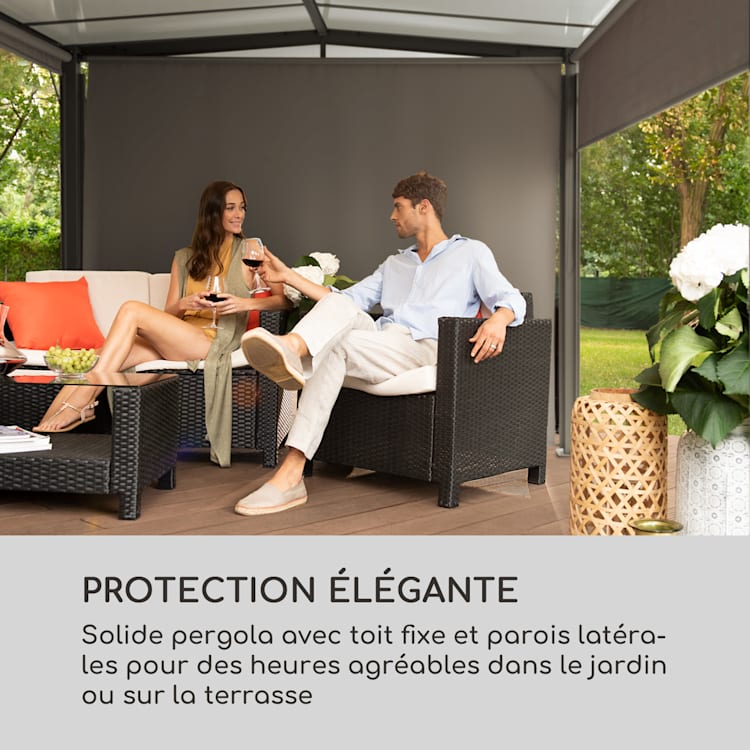 Pantheon Cortina Solid Sky Pergola auvent 3x3m polycarbonate gris