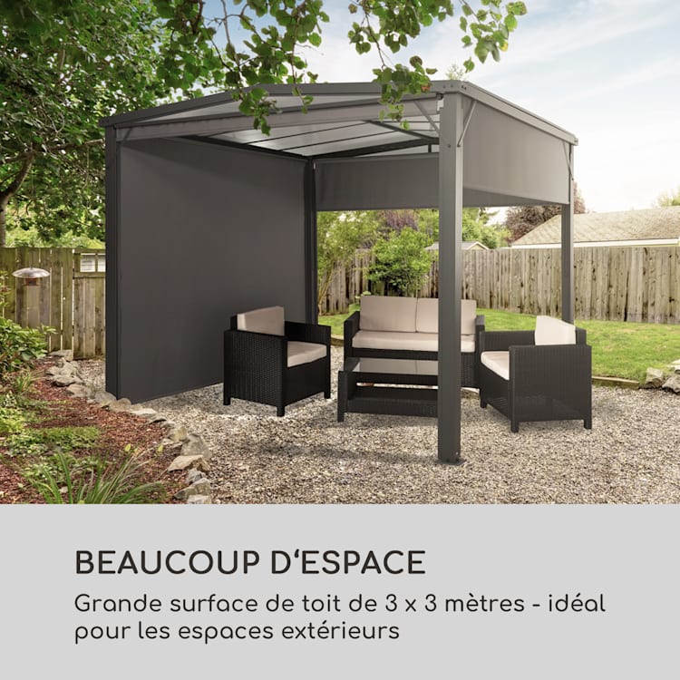 Pantheon Cortina Solid Sky Pergola auvent 3x3m polycarbonate gris