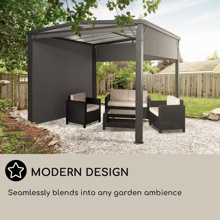Pantheon Cortina Solid Sky, pergola, přístřešek, 3x3m, polykarbonát, šedá