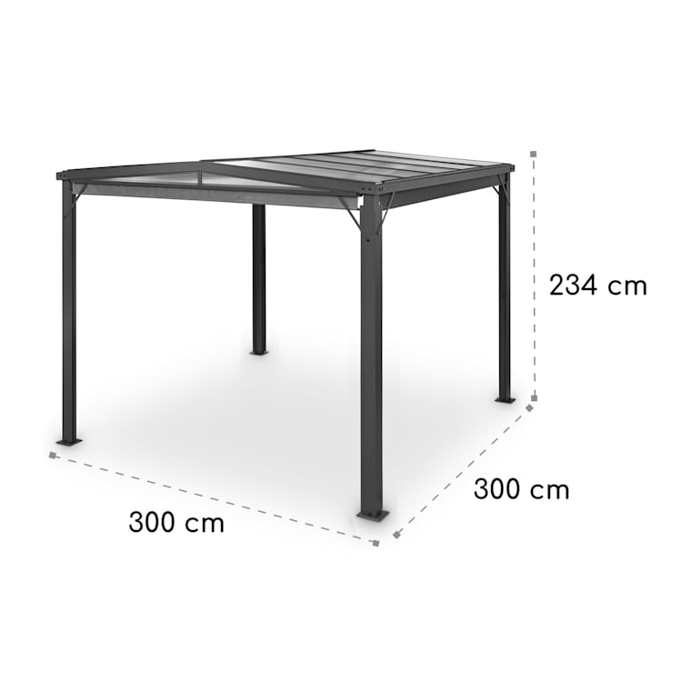 Pantheon Cortina Solid Sky Pergola Vordach 3x3m Polycarbonat Vorhänge