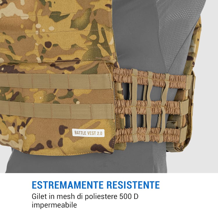 Battlevest 2.0 gilet zavorrato 2x2 pesi 5,75 & 8,75lb camo Incluse 4 piastre di peso | Multi