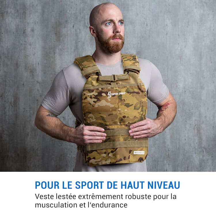 Battlevest 2.0 Gilet lesté de poids : 2x 4kg camouflage 2 plaques de poids incluses | Multi