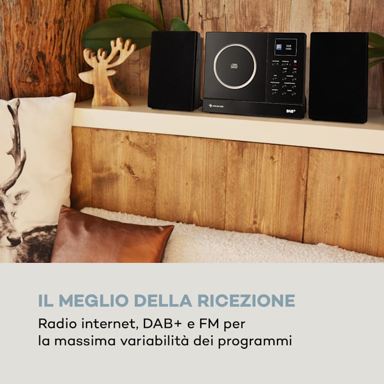 Connect Vertical Web Radio 2x5 W RMS CD IR/FM/DAB+ Spotify BT nero Nero