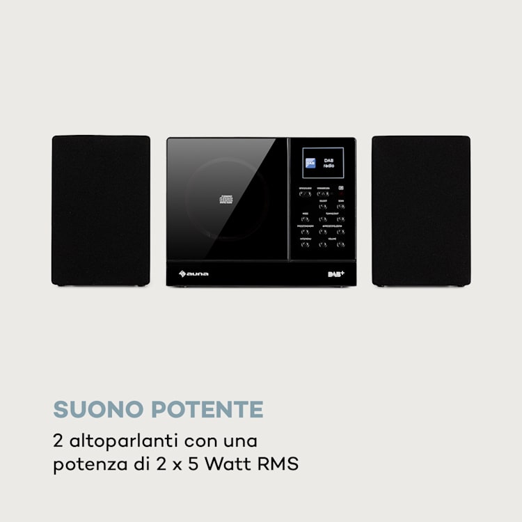 Connect Vertical Web Radio 2x5 W RMS CD IR/FM/DAB+ Spotify BT nero Nero