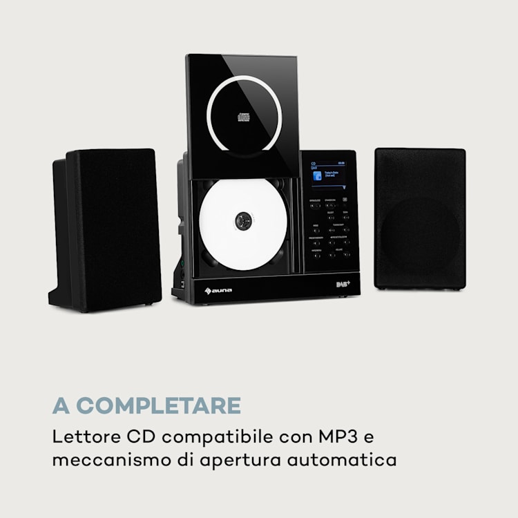 Connect Vertical Web Radio 2x5 W RMS CD IR/FM/DAB+ Spotify BT nero Nero