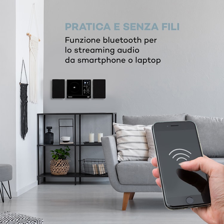 Connect Vertical Web Radio 2x5 W RMS CD IR/FM/DAB+ Spotify BT nero Nero