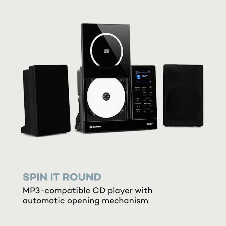 Connect Vertical, radio internetowe, 2x5W RMS, CD, IR/FM/DAB+, Spotify, BT, czarne