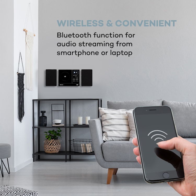 Connect Vertical, radio internetowe, 2x5W RMS, CD, IR/FM/DAB+, Spotify, BT, czarne