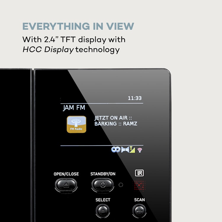 Connect Vertical, radio internetowe, 2x5W RMS, CD, IR/FM/DAB+, Spotify, BT, czarne