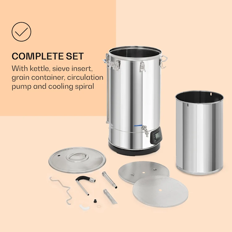Mundschenk 3XL Mash Kettle Beer Brewing System 3,000 W 9 Programmes 65 l 3XL | Silver Metallic