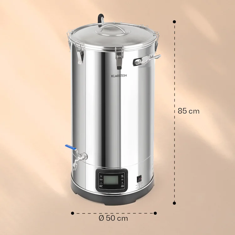 Mundschenk 3XL Mash Kettle Beer Brewing System 3,000 W 9 Programmes 65 l 3XL | Silver Metallic