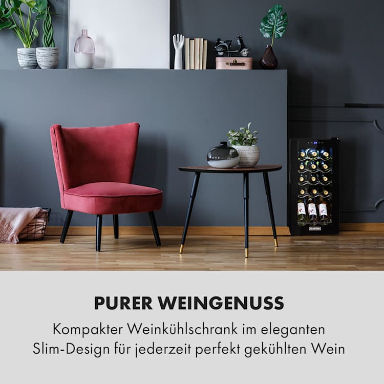 Shiraz 15 Slim Uno Weinkühlschrank 44l Touch-Bedienfeld 5-18°C 44 Liter / 15 Flaschen | Schwarz