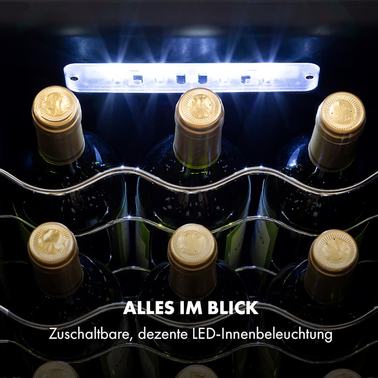 Shiraz 15 Slim Uno Weinkühlschrank 44l Touch-Bedienfeld 5-18°C 44 Liter / 15 Flaschen | Schwarz