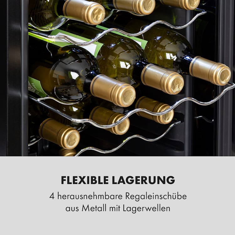 Shiraz 15 Slim Uno Weinkühlschrank 44l Touch-Bedienfeld 5-18°C 44 Liter / 15 Flaschen | Schwarz