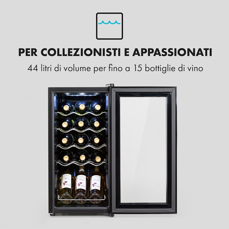 Shiraz 15 Slim Uno - Frigorifero per vini, 44 l, pannello di controllo touch, 5-18°C