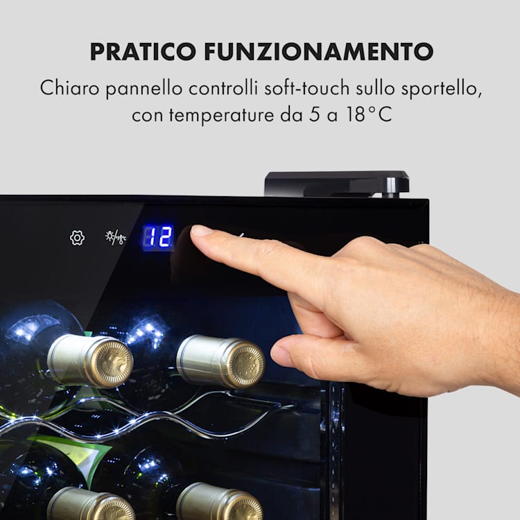 Shiraz 15 Slim Uno - Frigorifero per vini, 44 l, pannello di controllo touch, 5-18°C
