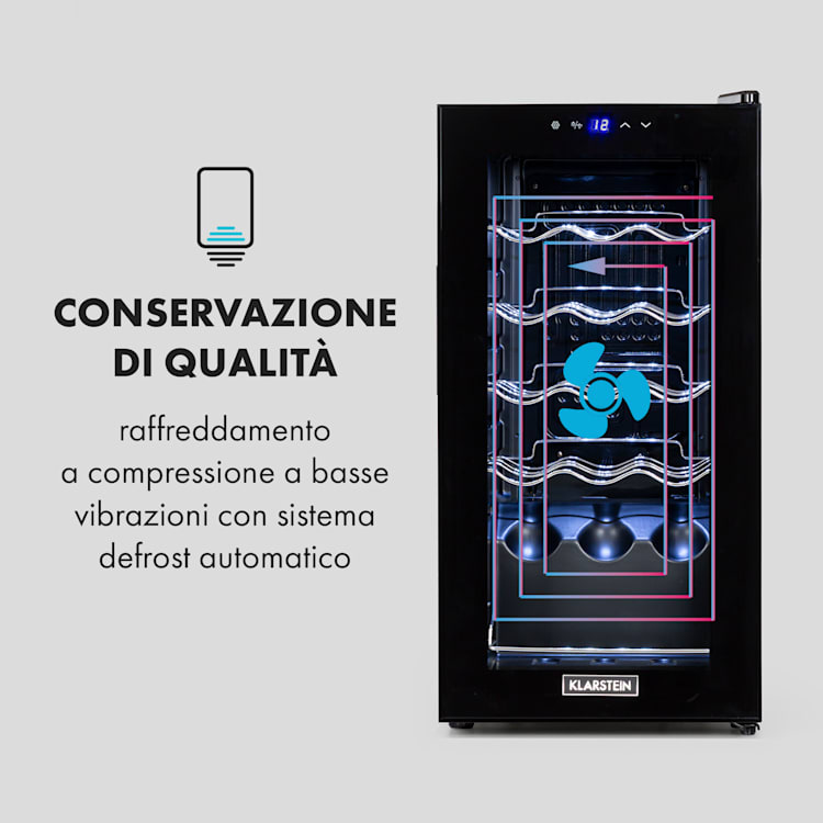 Shiraz 15 Slim Uno - Frigorifero per vini, 44 l, pannello di controllo touch, 5-18°C