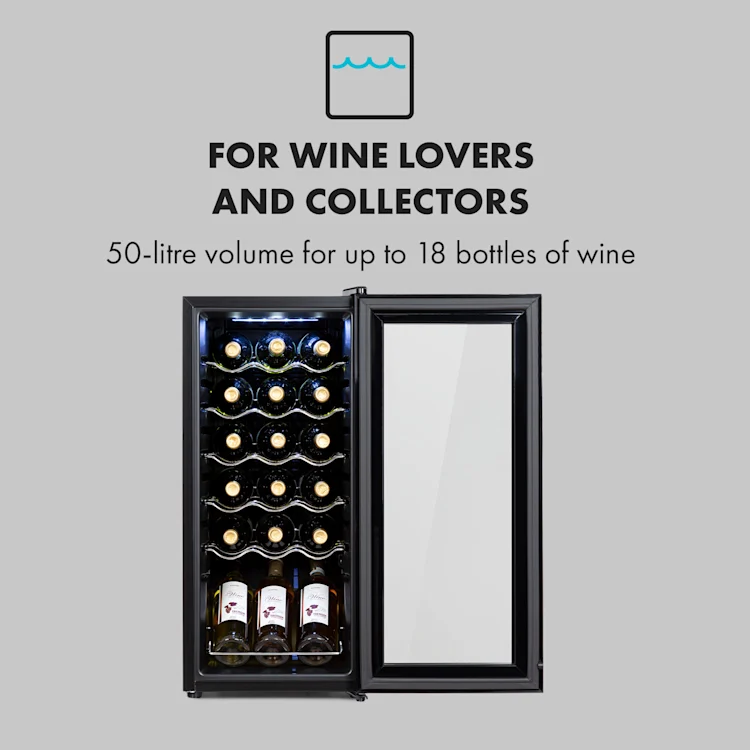 Shiraz 18 Uno wine refrigerator 50l 18Fl Touch control panel 5-18°C 18 bottles | 1 cooling zone | Black