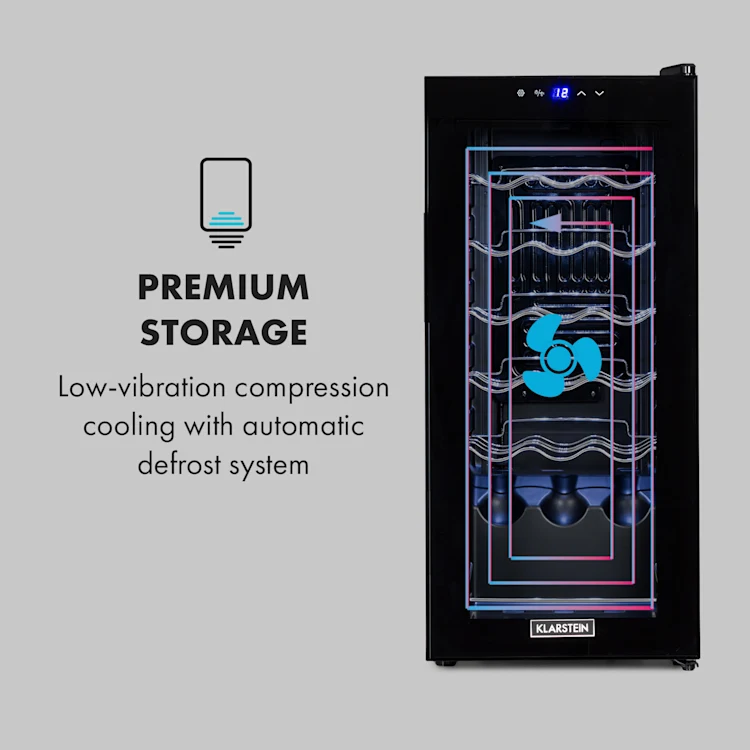 Shiraz 18 Uno wine refrigerator 50l 18Fl Touch control panel 5-18°C 18 bottles | 1 cooling zone | Black