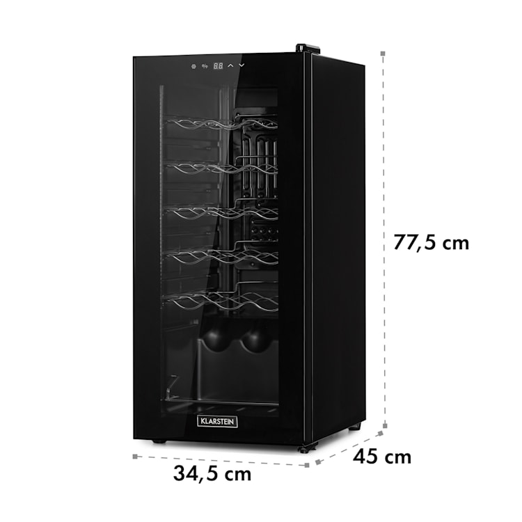 Shiraz 18 Slim Uno wine refrigerator 50l 18Fl Touch control panel 5-18°C 50 Litres / 18 Bottles | Black