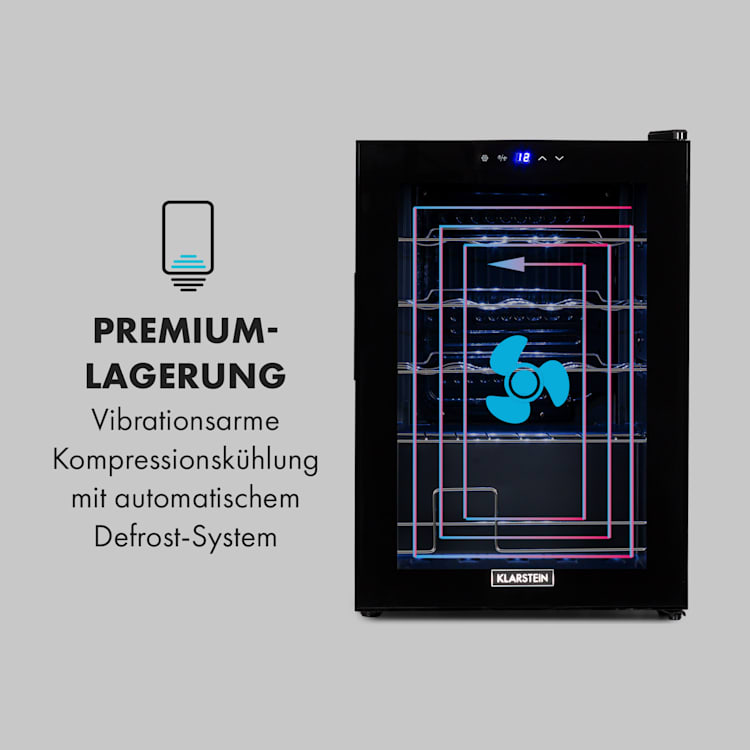 Shiraz 20 Uno Weinkühlschrank 53l 20Fl Touch-Bedienfeld 5-18°C 53 Liter / 20 Flaschen | Schwarz