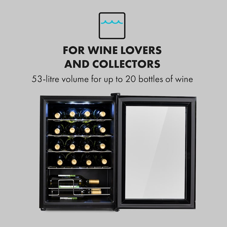 Shiraz 20 Uno, vinotéka, 53 l, 20 fliaš, 5-18°C, dotykový ovládací panel 20_bottles | 1 chladiaca zóna | Čierna