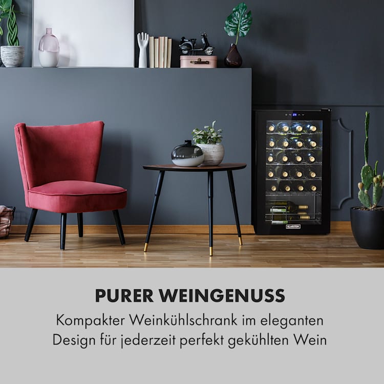 Shiraz 24 Uno Weinkühlschrank 63l 24Fl Touch-Bedienfeld 5-18°C 67 Liter / 24 Flaschen | Schwarz