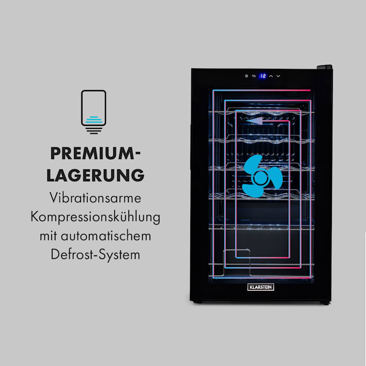 Shiraz 24 Uno Weinkühlschrank 63l 24Fl Touch-Bedienfeld 5-18°C 67 Liter / 24 Flaschen | Schwarz