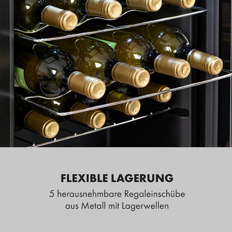 Shiraz 24 Uno Weinkühlschrank 63l 24Fl Touch-Bedienfeld 5-18°C 67 Liter / 24 Flaschen | Schwarz