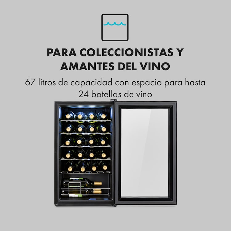 Shiraz 24 Uno Vinoteca 63L 24 botellas panel de control táctil de 5 a 18 °C 24 botellas | 1 zona de refrigeración | Negro