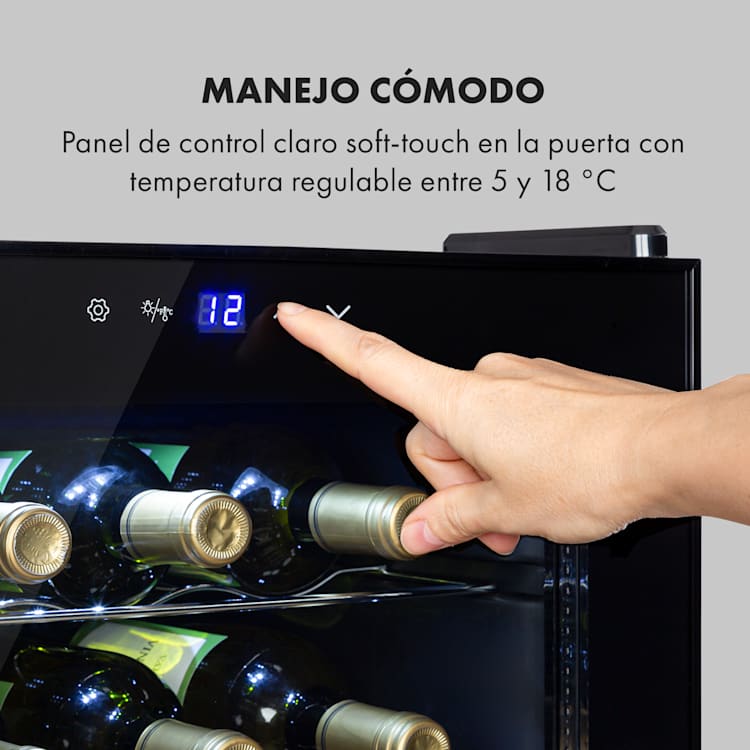 Shiraz 24 Uno Vinoteca 63L 24 botellas panel de control táctil de 5 a 18 °C 24 botellas | 1 zona de refrigeración | Negro