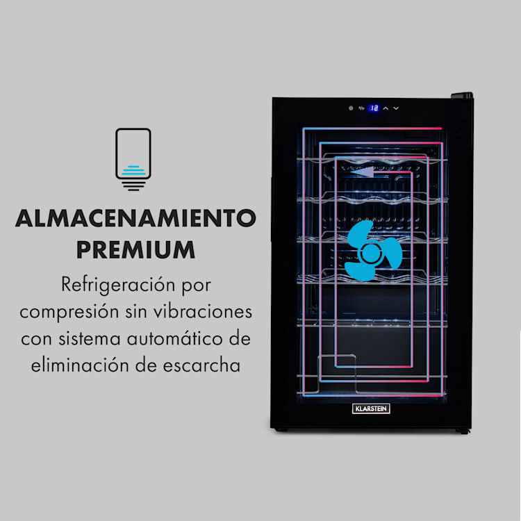 Shiraz 24 Uno Vinoteca 63L 24 botellas panel de control táctil de 5 a 18 °C 24 botellas | 1 zona de refrigeración | Negro