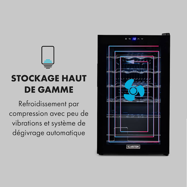 Shiraz 24 Uno Cave à vin 63 L 24 bt. Panneau de contrôle tactile 5-18° C 67 Litres / 20 bouteilles | Noir