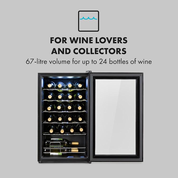 Shiraz 24 Uno, охладител за вино, 67 л, 24 бутилки, сензорен, 5 - 18 °C, черен 24_bottles | 1 | Черно