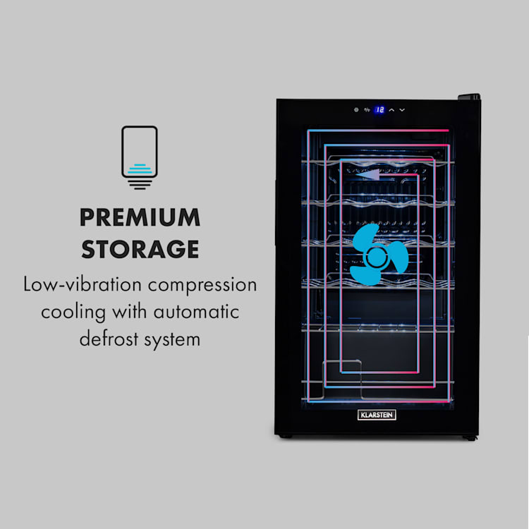 Shiraz 24 Uno wine refrigerator 63 litres 24 bottles Touch control panel 5-18°C 67 Litres / 20 Bottles | Black