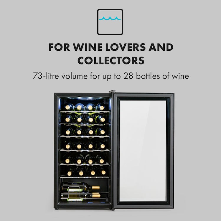 Shiraz 28 Uno, chladnička na víno, 74l , 28fl, dotykový ovládací panel, 5-18°C 28_bottles | 1 chladiaca zóna | Čierna