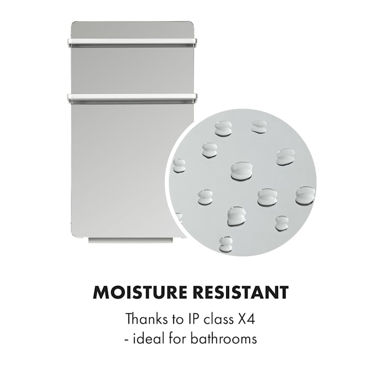 Hot Spot Crystal Flow Bathroom Heater 45x82cm 36m² 2000W 5-40°C LED Mirror front