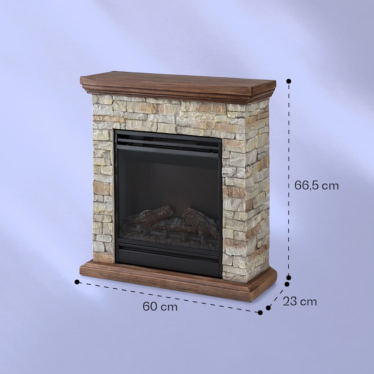 Etna cheminée électrique 1800W minuterie hebdomadaire télécommande LED Marron Foncé